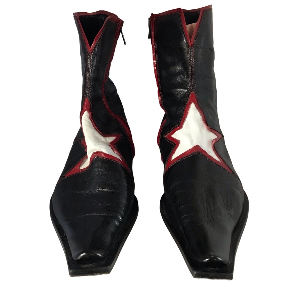 GOFFREDO FANTINI MATERIA PRIMA BLACK, RED AND WHITE STAR DESIGN BOOTS (36) - Picture 7 of 13